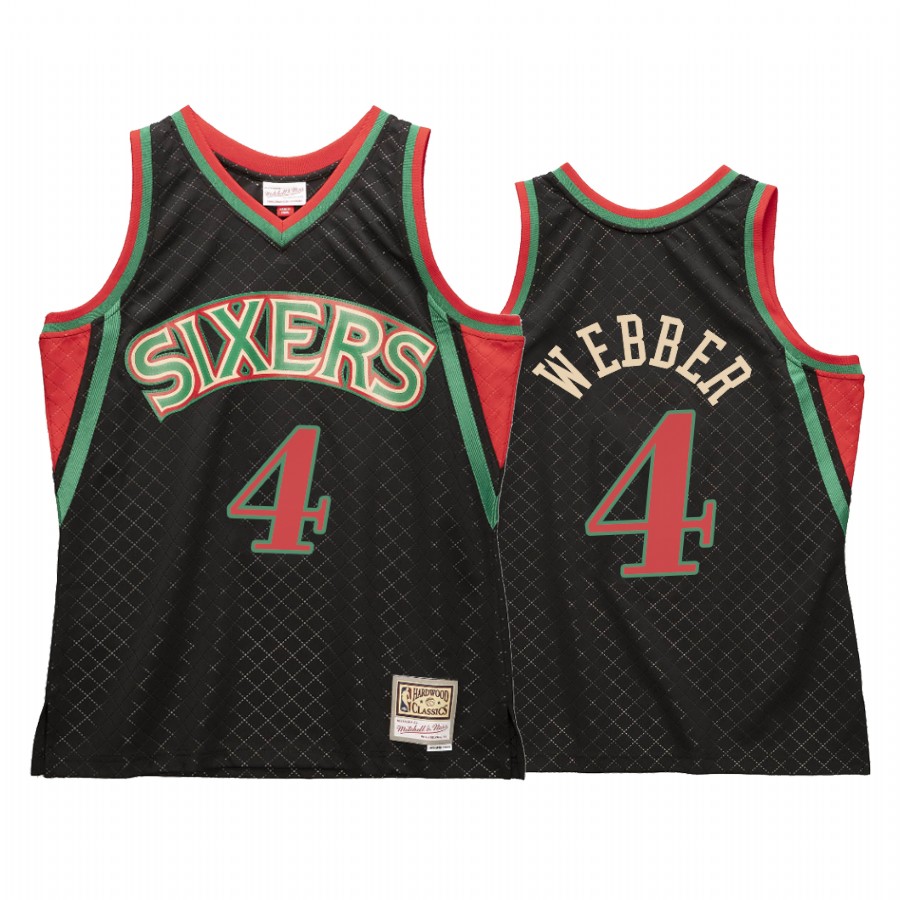 Chris Webber 4 Philadelphia 76ers Neapolitan Black Jersey Hardwood Classics