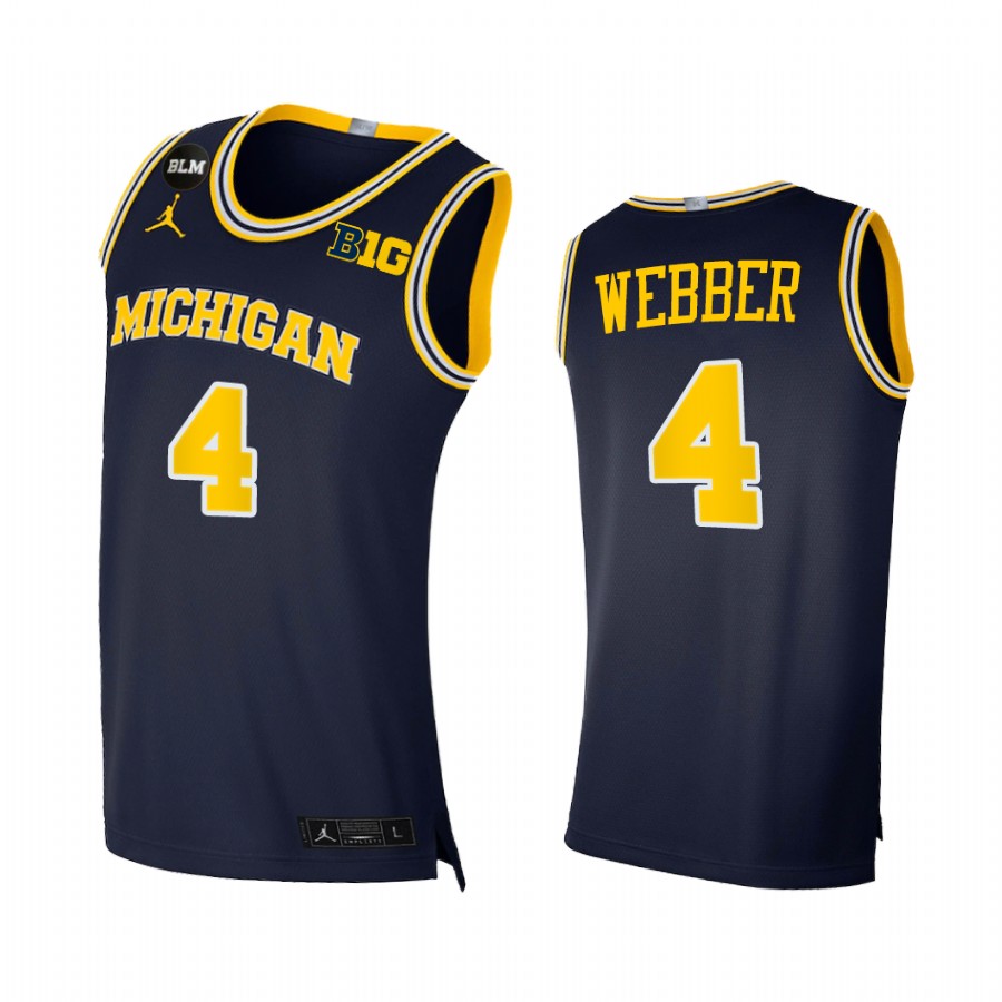 Chris Webber Michigan Wolverines Navy Jersey 2021 BLM Social Justice Home