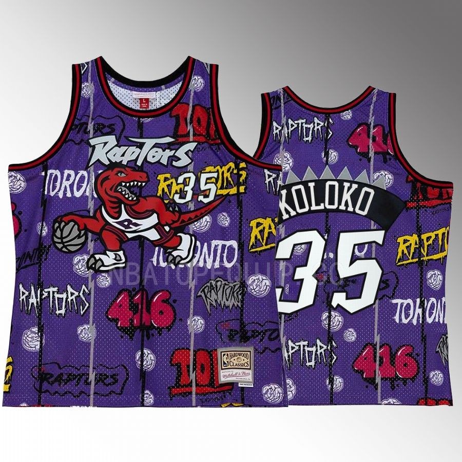 Christian Koloko #35 Toronto Raptors Slap Sticker Purple Retro Swingman Jersey
