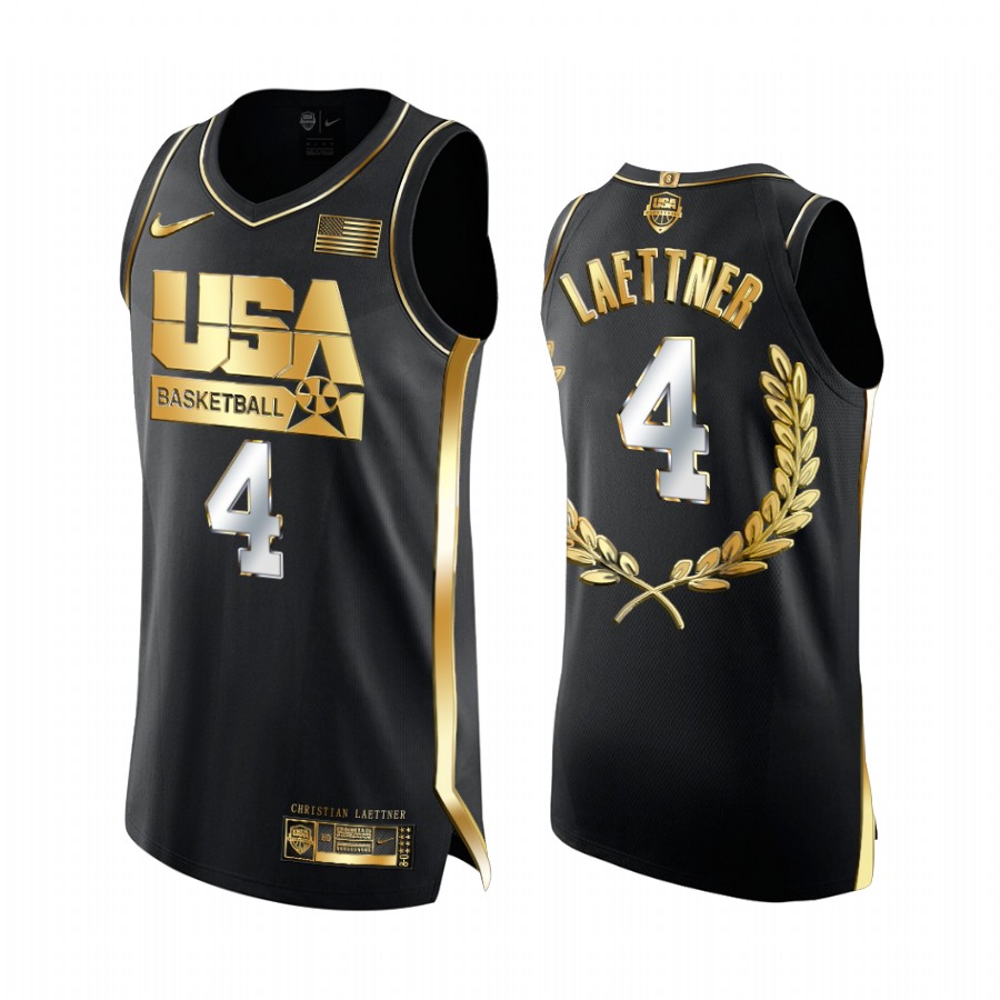Christian Laettner 1992 Dream Team Glory Golden Limited Edition Black Jersey