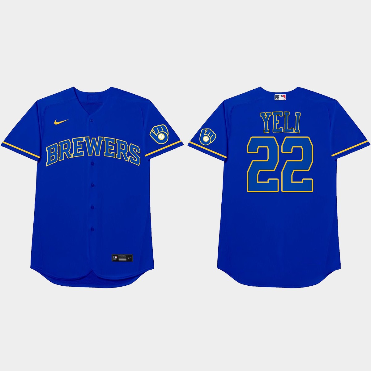 Christian Yelich Nickname Brewers 2021 Players' Weekend Yeli Jersey - Royal