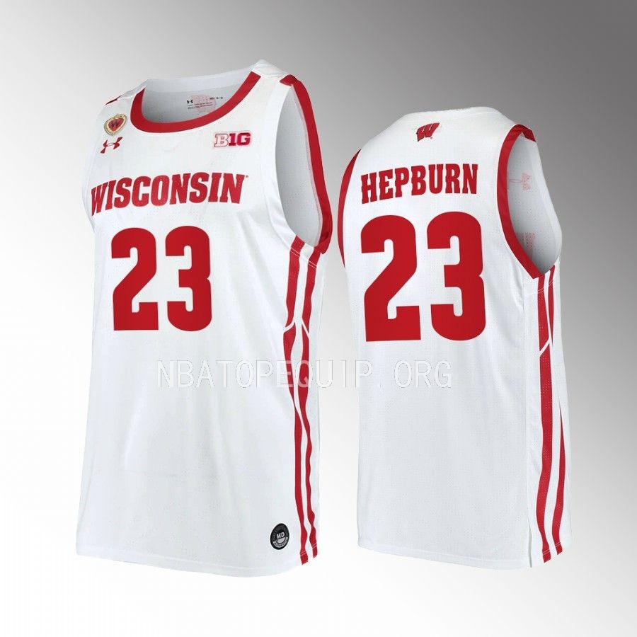 Chucky Hepburn Wisconsin Badgers White Jersey 2022-23 Home