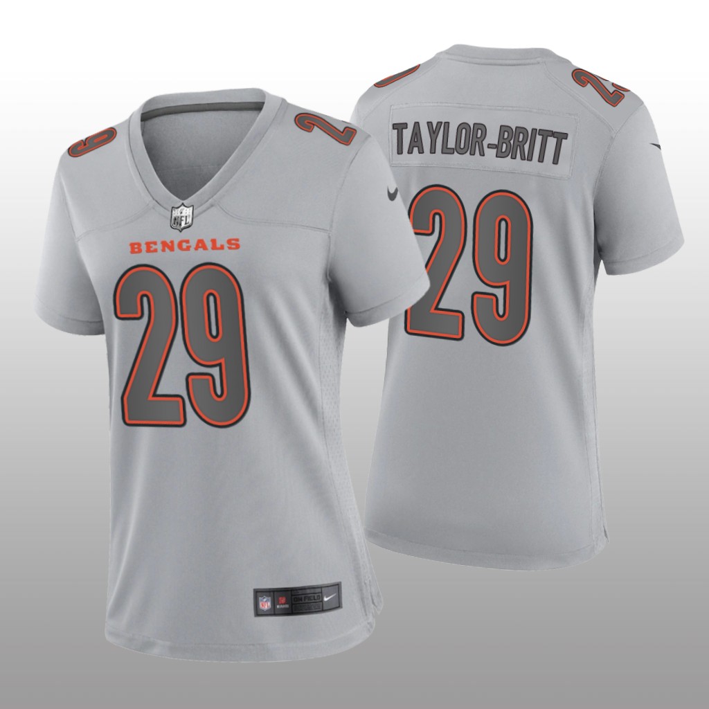 Cincinnati Bengals Cam Taylor-Britt Gray Jersey Atmosphere Fashion Game - Women's