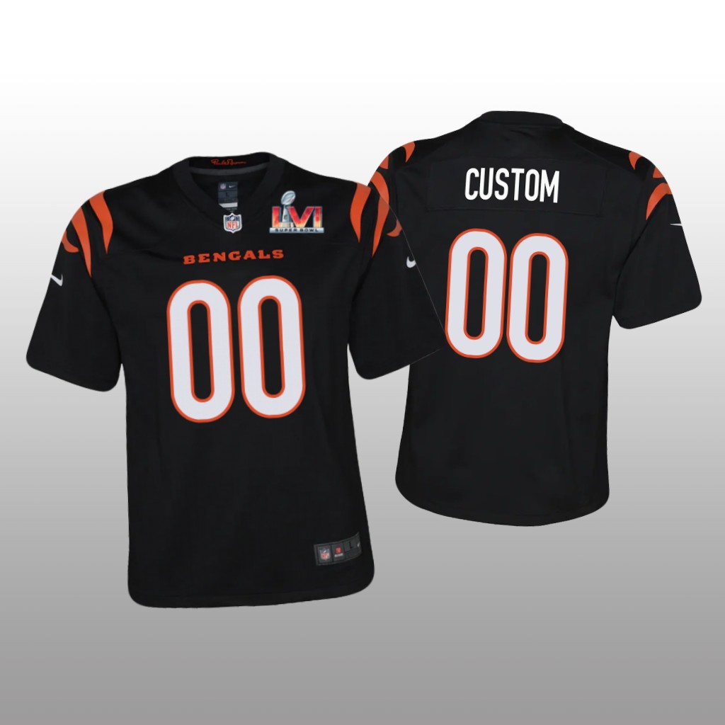 Cincinnati Bengals Custom Black Game Jersey Super Bowl LVI - Youth
