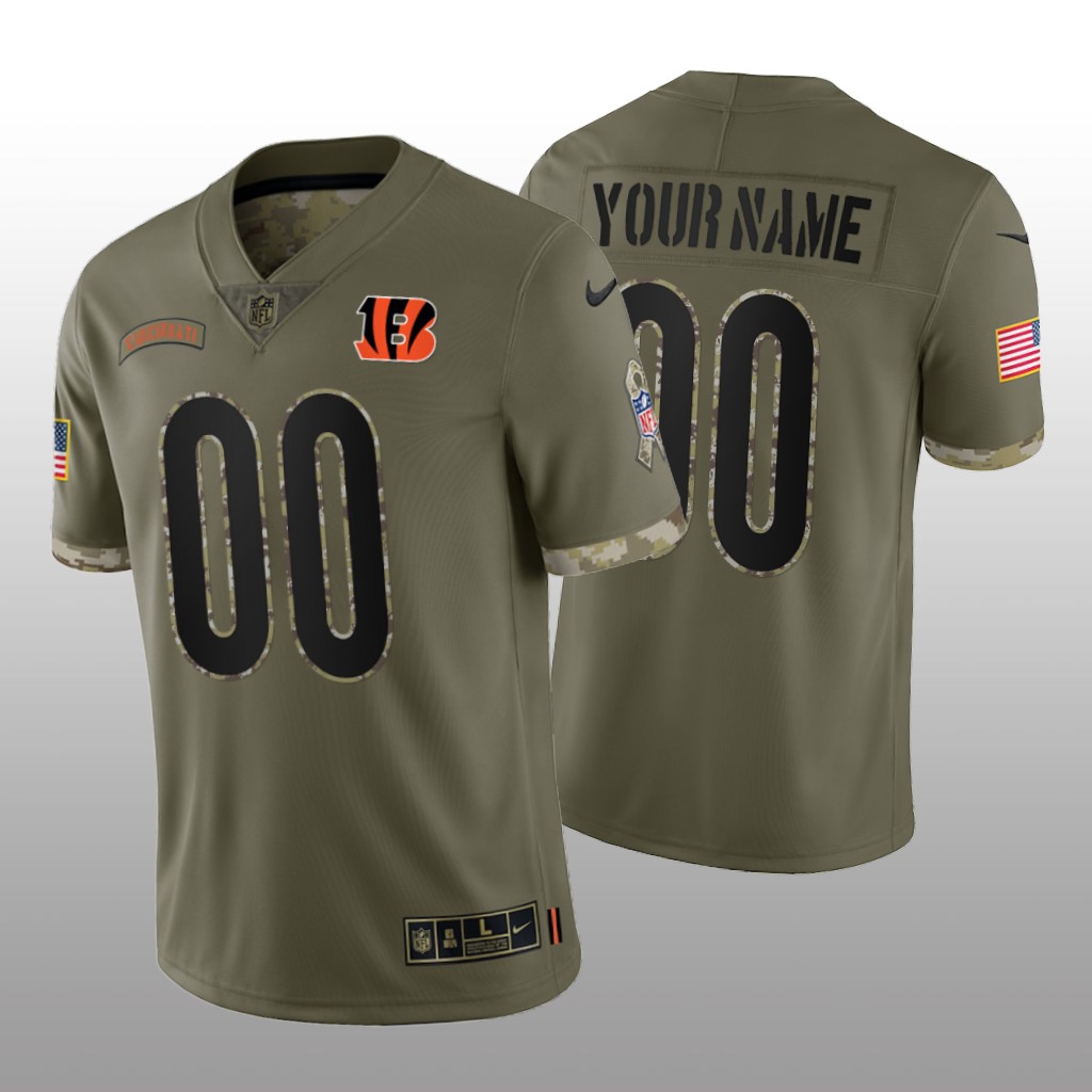 Cincinnati Bengals Custom Olive Limited Jersey 2022 Salute To Service - Men's