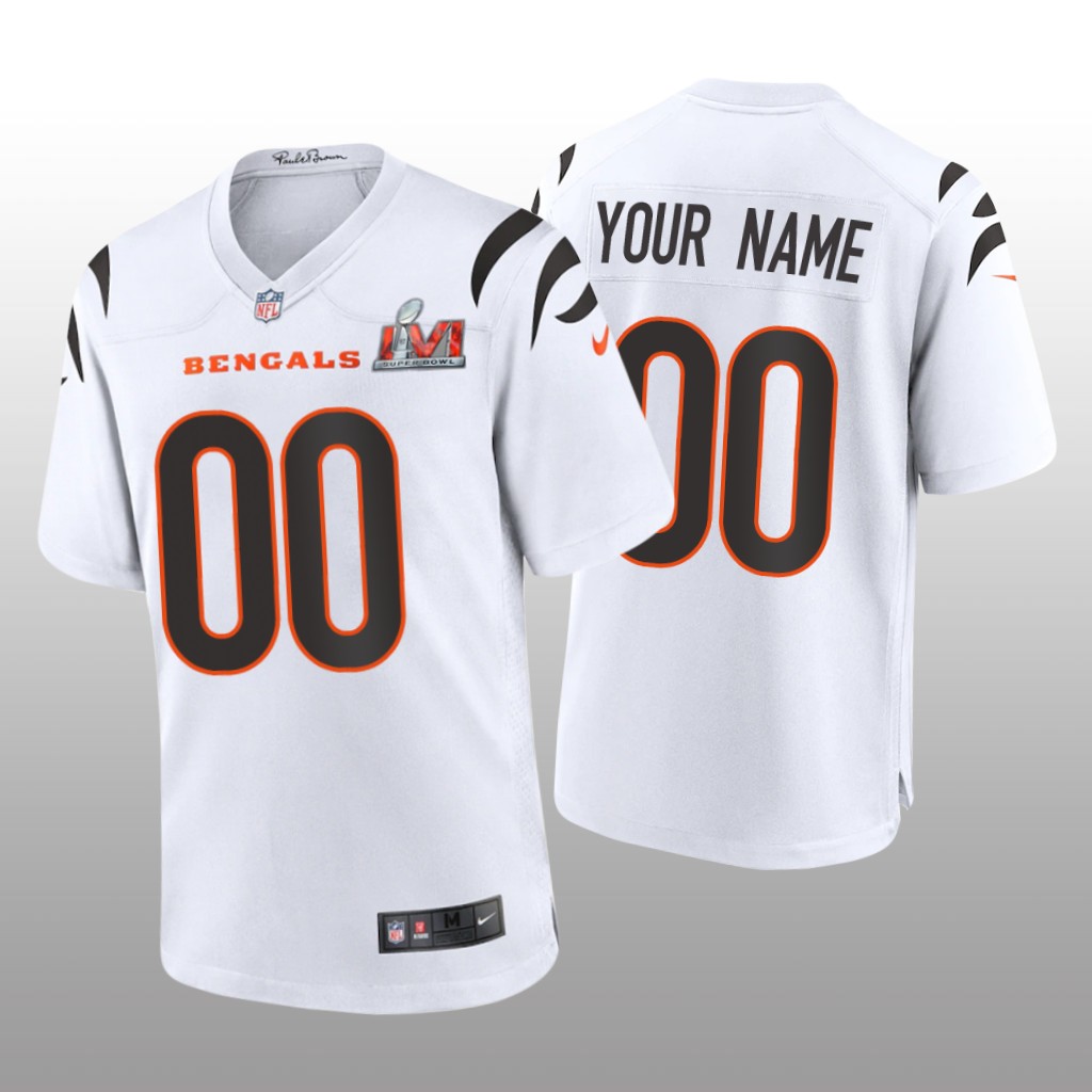 Cincinnati Bengals Custom White Game Jersey Super Bowl LVI - Men's