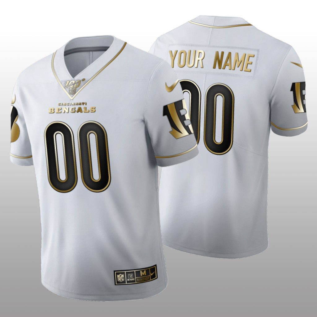 Cincinnati Bengals Custom White Golden Edition Jersey 100th Season Men's