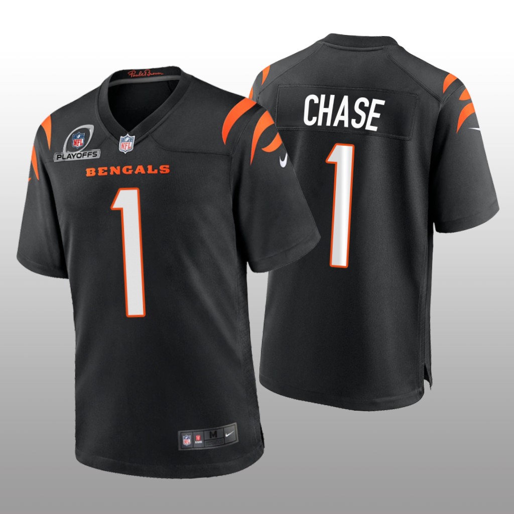 Cincinnati Bengals Ja'Marr Chase Black Game 2021 NFL Playoffs Patch - Men's
