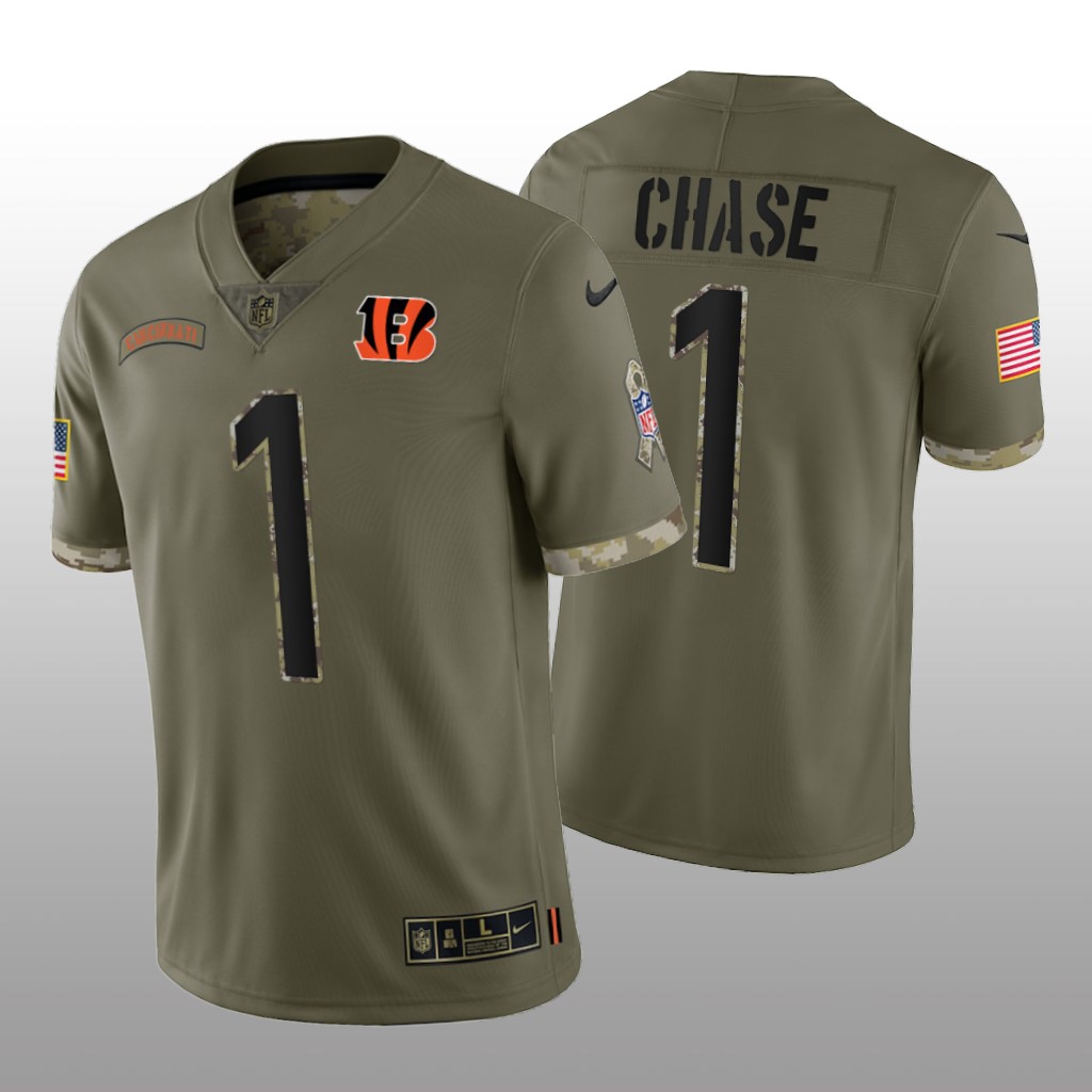 Cincinnati Bengals Ja'Marr Chase Olive Limited Jersey 2022 Salute To Service - Men's