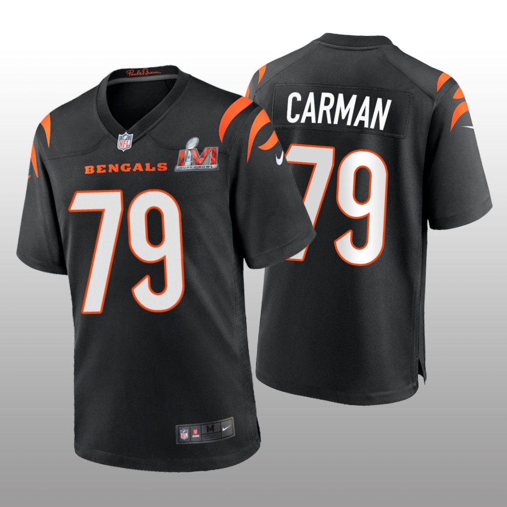 Cincinnati Bengals Jackson Carman Black Game Jersey Super Bowl LVI - Men's
