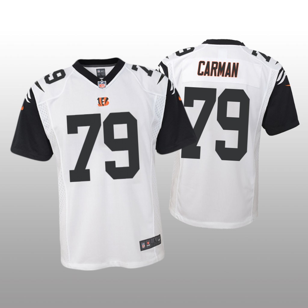 Cincinnati Bengals Jackson Carman White Jersey Color Rush Game - Youth