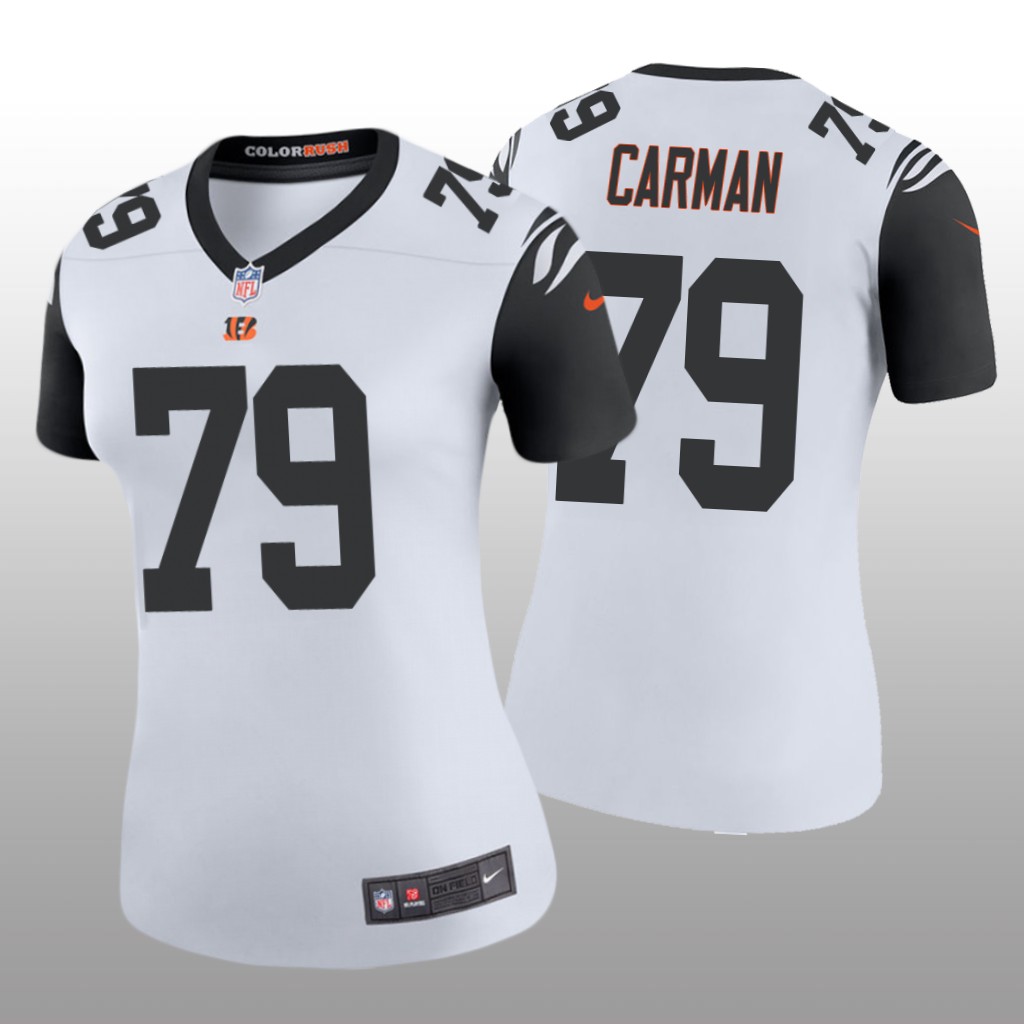 Cincinnati Bengals Jackson Carman White Jersey Color Rush Legend - Women's