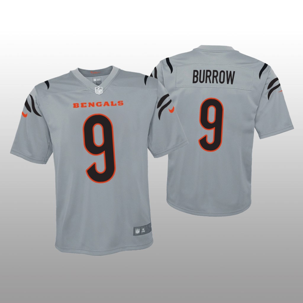 Cincinnati Bengals Joe Burrow Gray Jersey Inverted Game - Youth