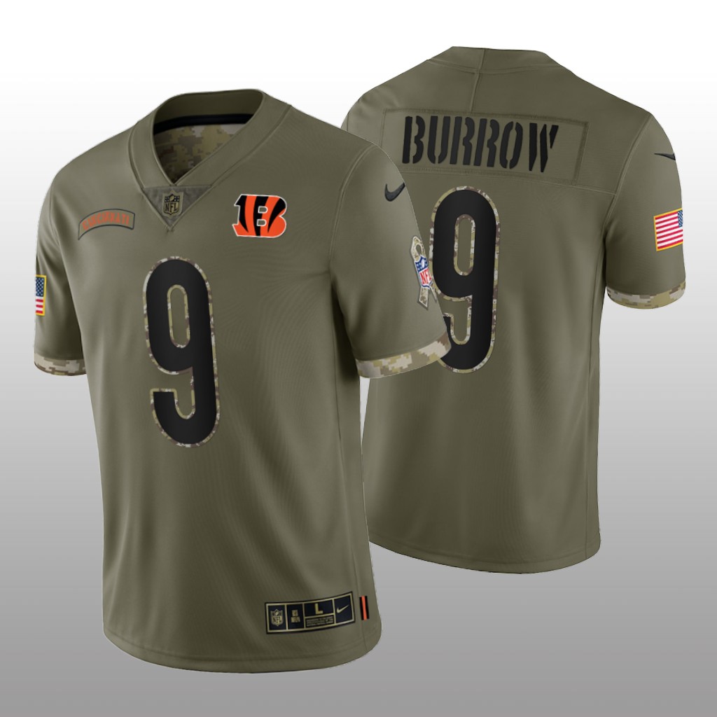 Cincinnati Bengals Joe Burrow Olive Limited Jersey 2022 Salute To Service - Men's