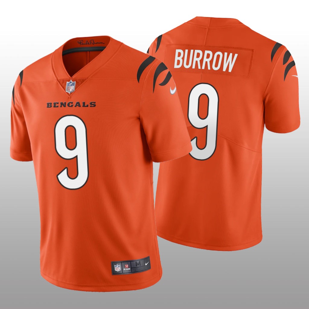 Cincinnati Bengals Joe Burrow Orange Jersey 2021 Vapor Limited - Men's