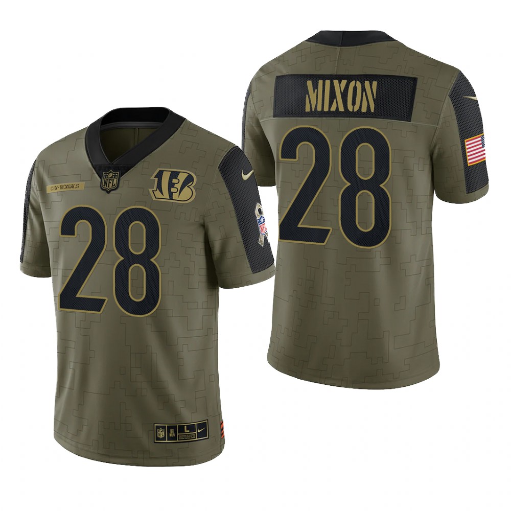 Cincinnati Bengals Joe Mixon Olive Limited Jersey 2021 Salute To Service - Men's