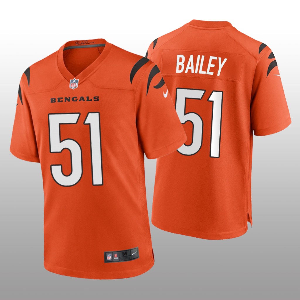 Cincinnati Bengals Markus Bailey Orange Jersey Game - Men's