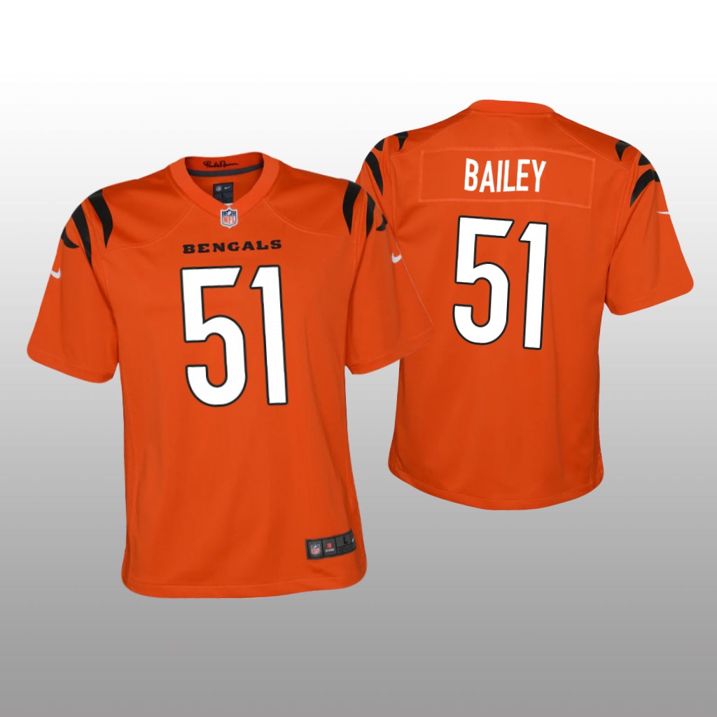 Cincinnati Bengals Markus Bailey Orange Jersey Game - Youth