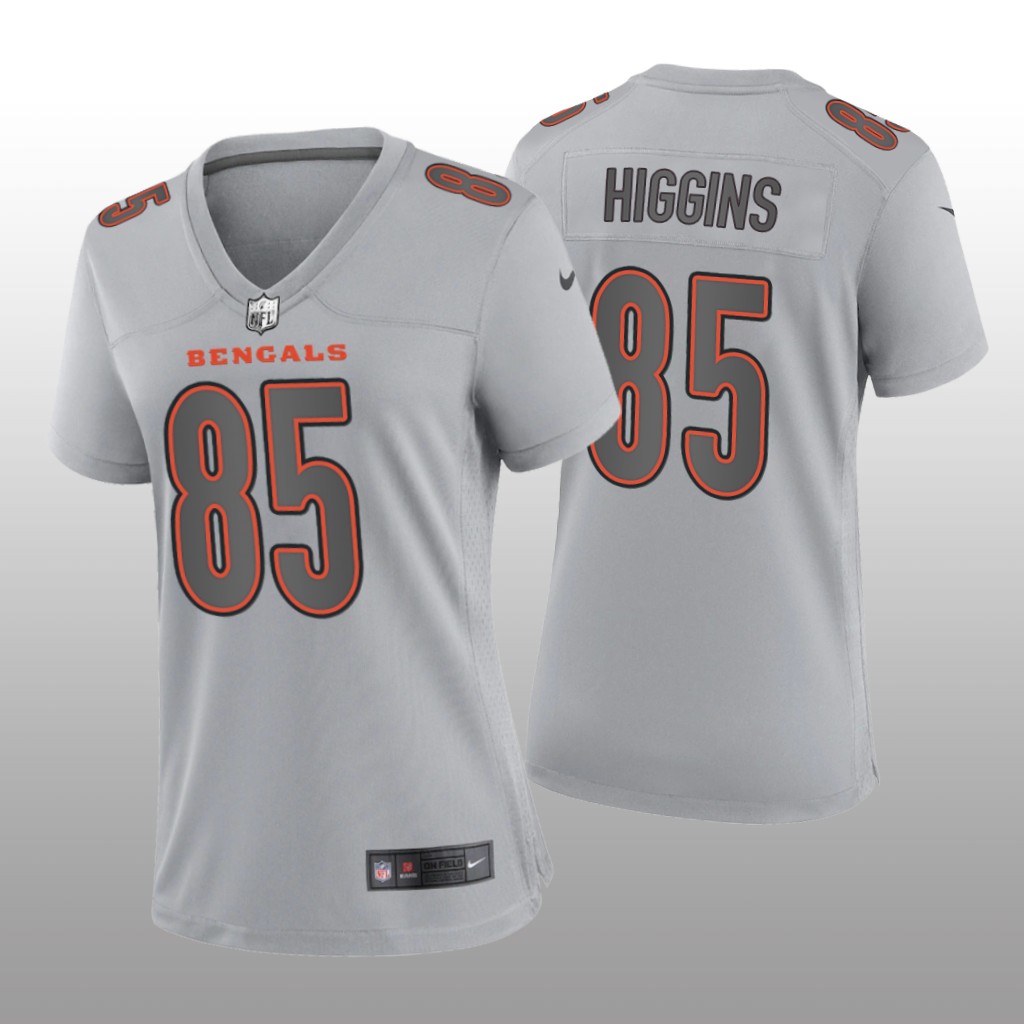 Cincinnati Bengals Tee Higgins Gray Jersey Atmosphere Fashion Game - Women's