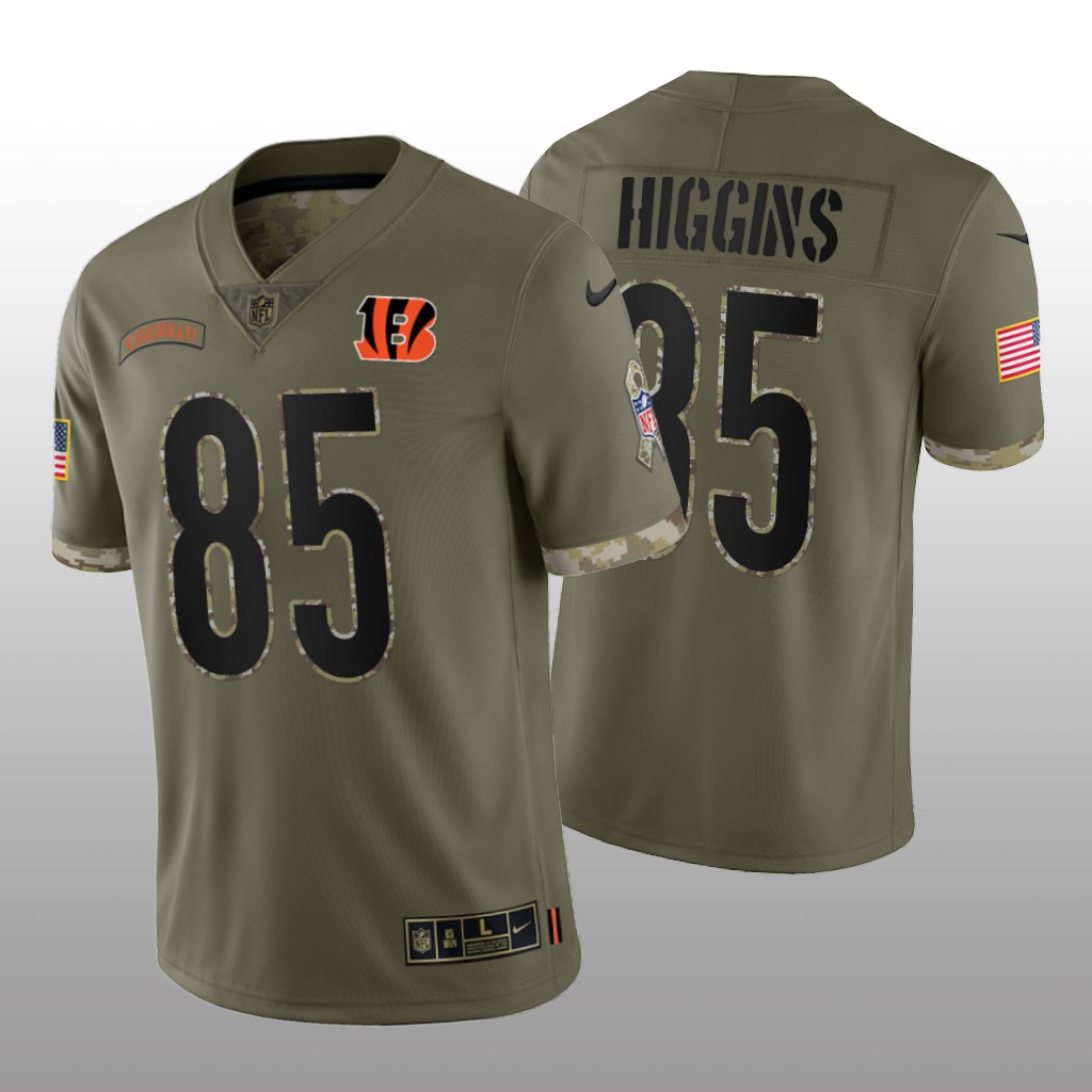 Cincinnati Bengals Tee Higgins Olive Limited Jersey 2022 Salute To Service - Men's