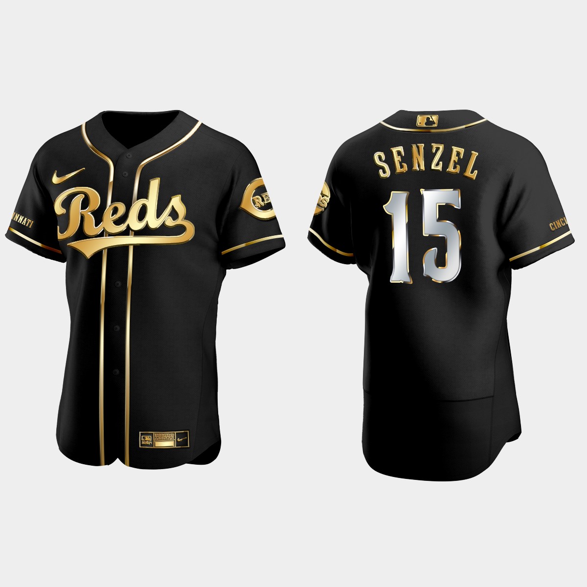 Cincinnati Reds #15 Nick Senzel Golden Edition Jersey - Black