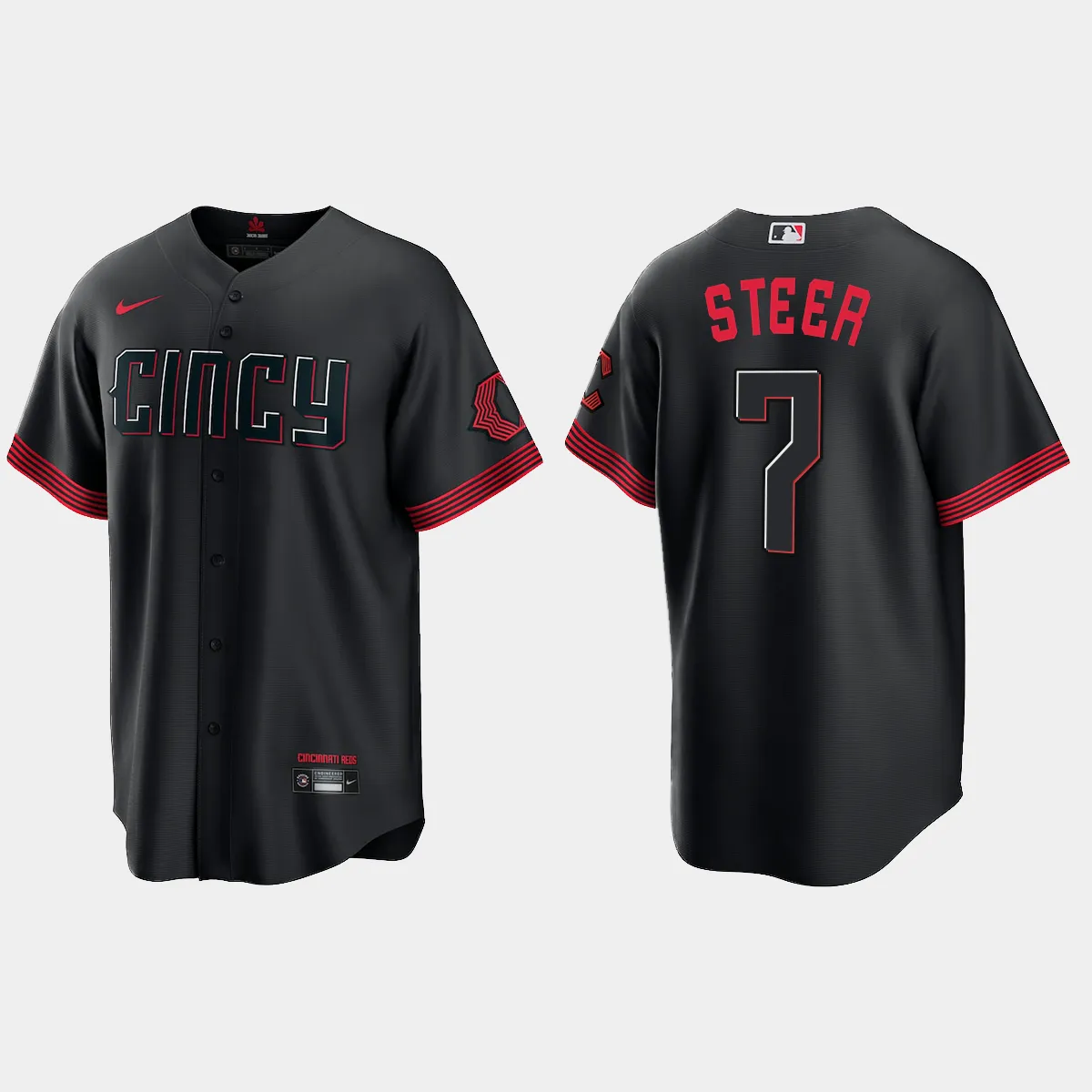 Cincinnati Reds Spencer Steer 2023 City Connect Jersey - Black
