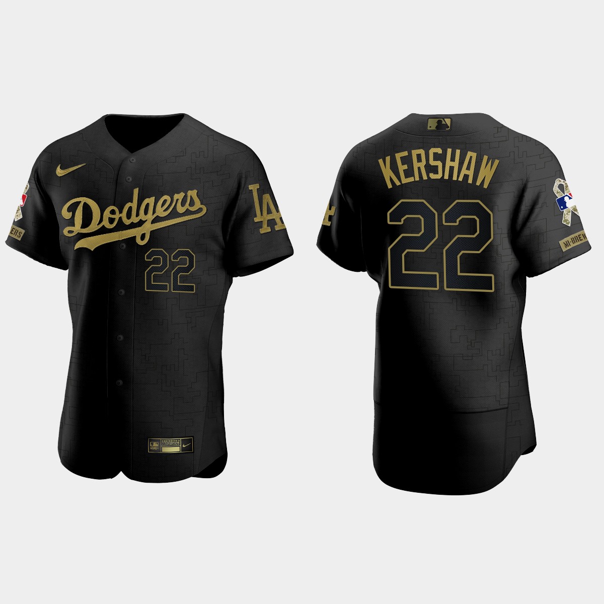 Clayton Kershaw Los Angeles Dodgers 2021 Salute to Service Jersey - All Black