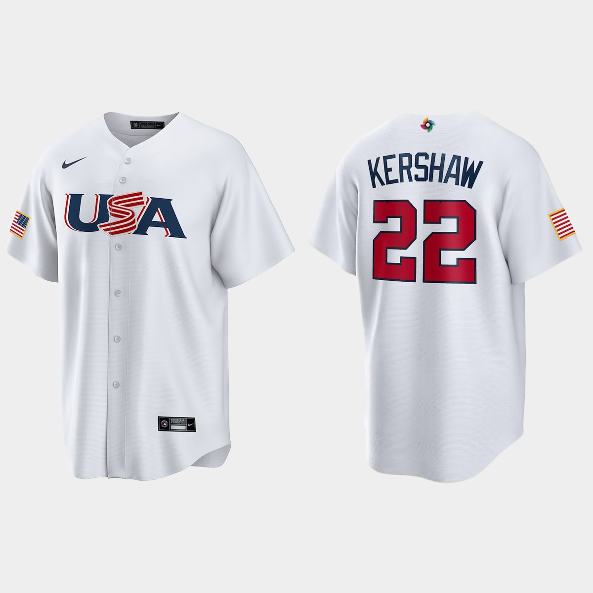 Clayton Kershaw Los Angeles Dodgers 2023 World  Classic USA Jersey - White