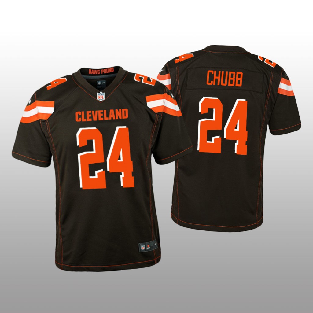 Cleveland Browns #24 Brown Nick Chubb Game Jersey - Youth