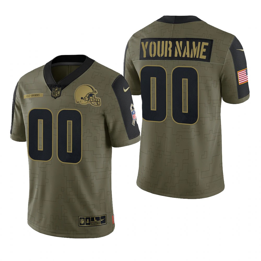 Cleveland Browns Custom Olive Limited Jersey 2021 Salute To Service - Men's