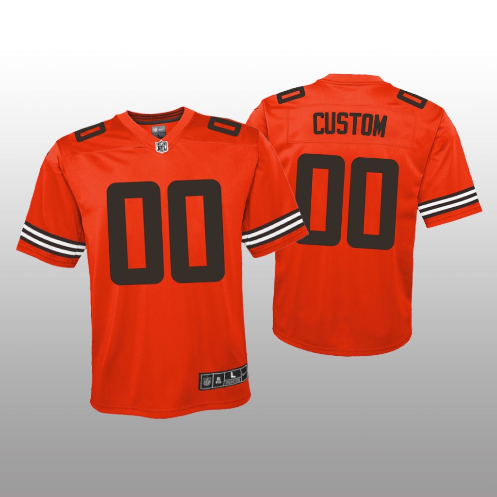 Cleveland Browns Custom Orange Jersey Inverted Game - Youth