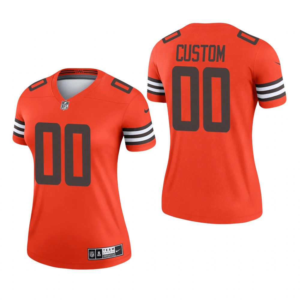 Cleveland Browns Custom Orange Jersey Inverted Legend - Women's
