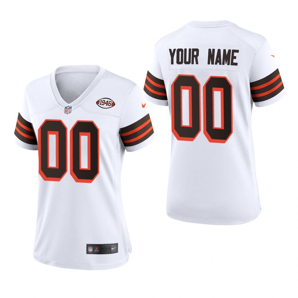 Cleveland Browns Custom White Jersey 1946 Collection - Women's