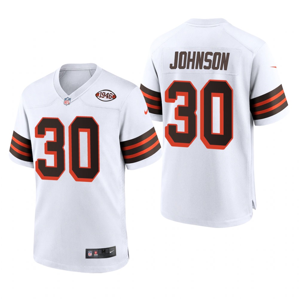 Cleveland Browns D'Ernest Johnson White Alternate Game Jersey 1946 Collection - Men's