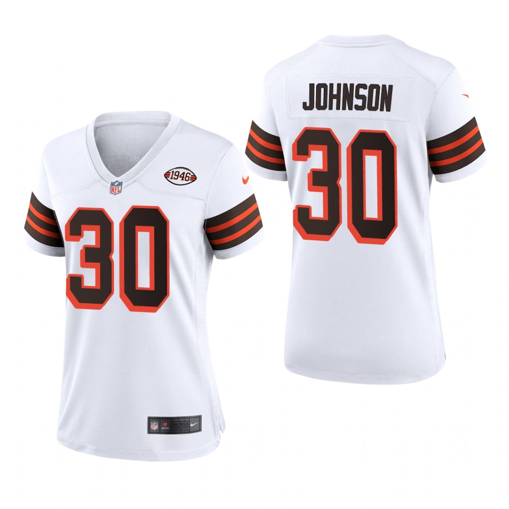 Cleveland Browns D'Ernest Johnson White Jersey 1946 Collection - Women's