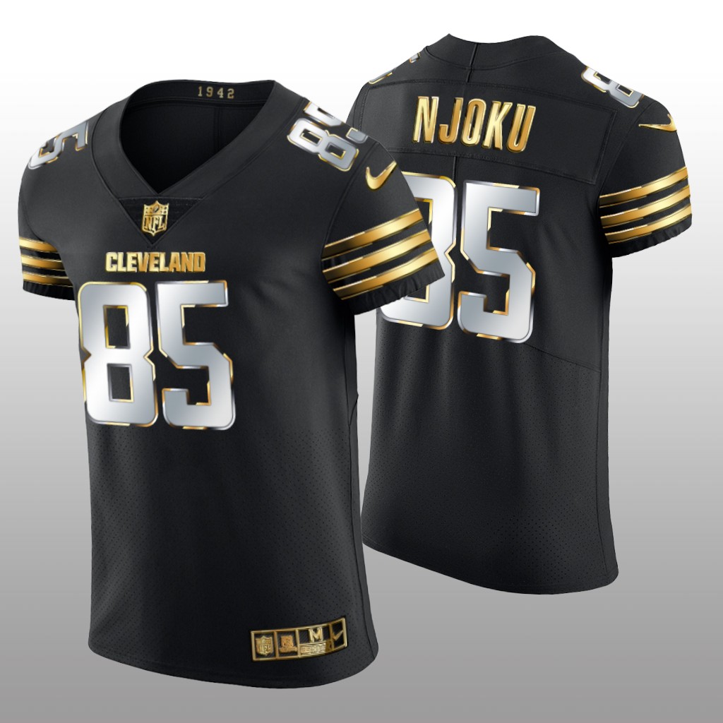 Cleveland Browns David Njoku Black Vapor Elite Jersey Golden Edition Men's