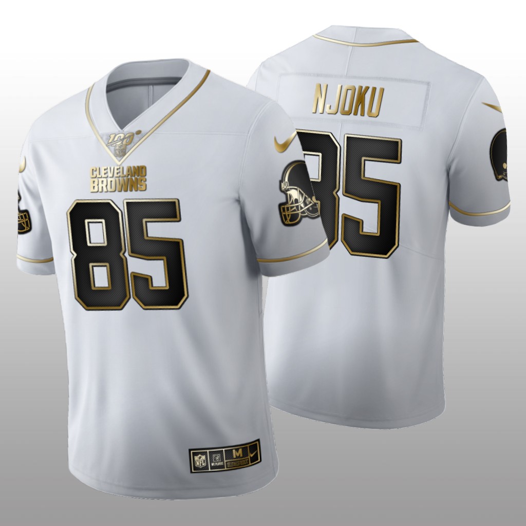 Cleveland Browns David Njoku White Golden Edition Jersey 100th Season Men's