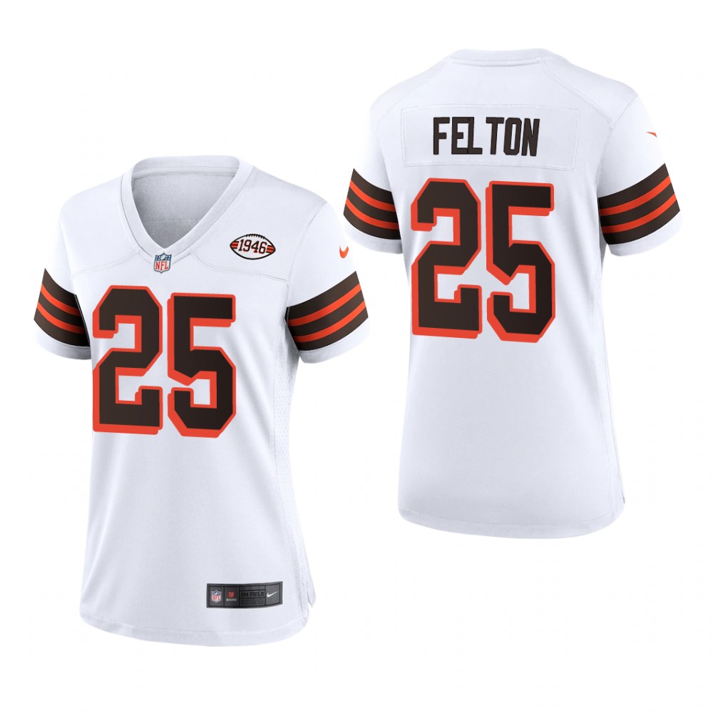 Cleveland Browns Demetric Felton White Jersey 1946 Collection - Women's