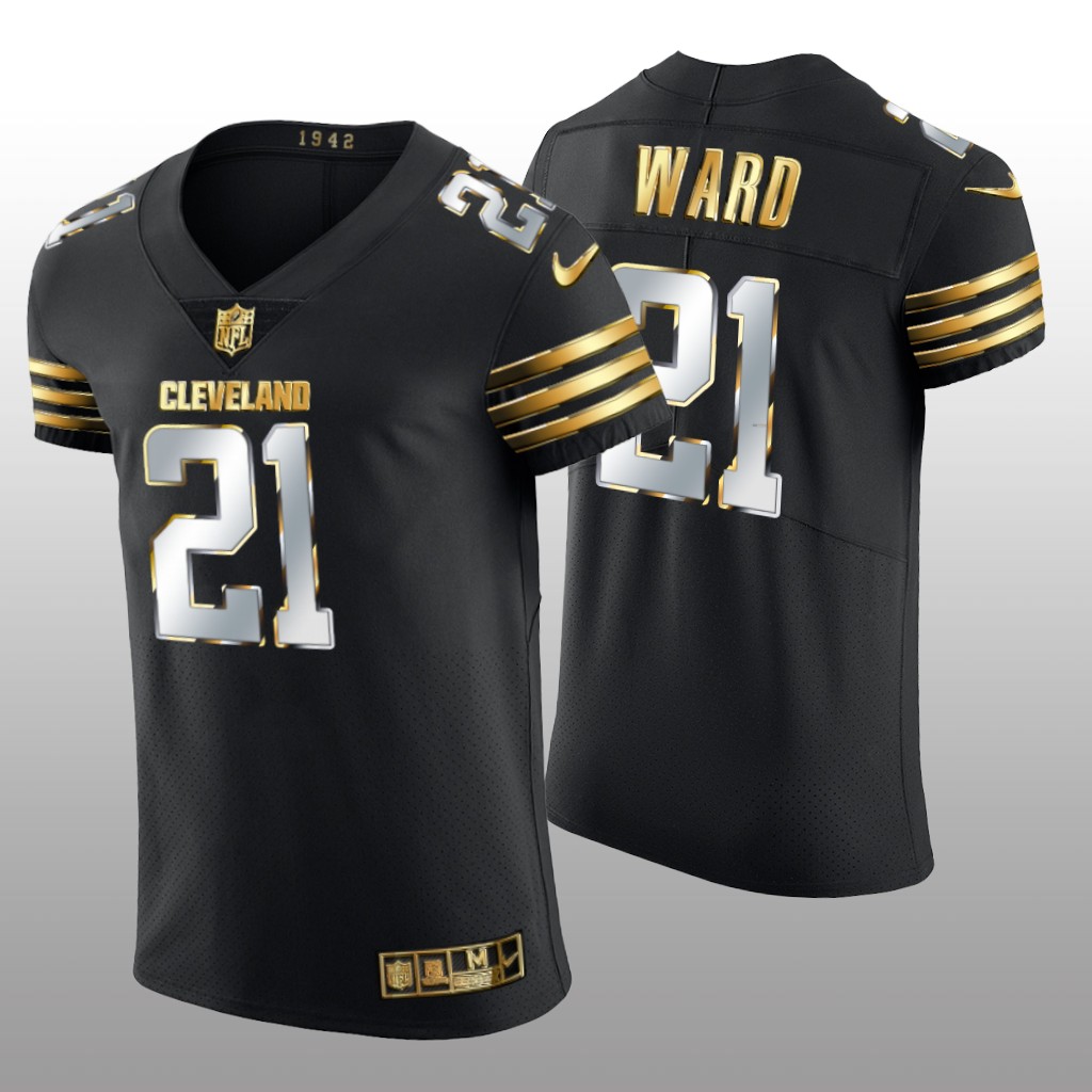 Cleveland Browns Denzel Ward Black Vapor Elite Jersey Golden Edition Men's