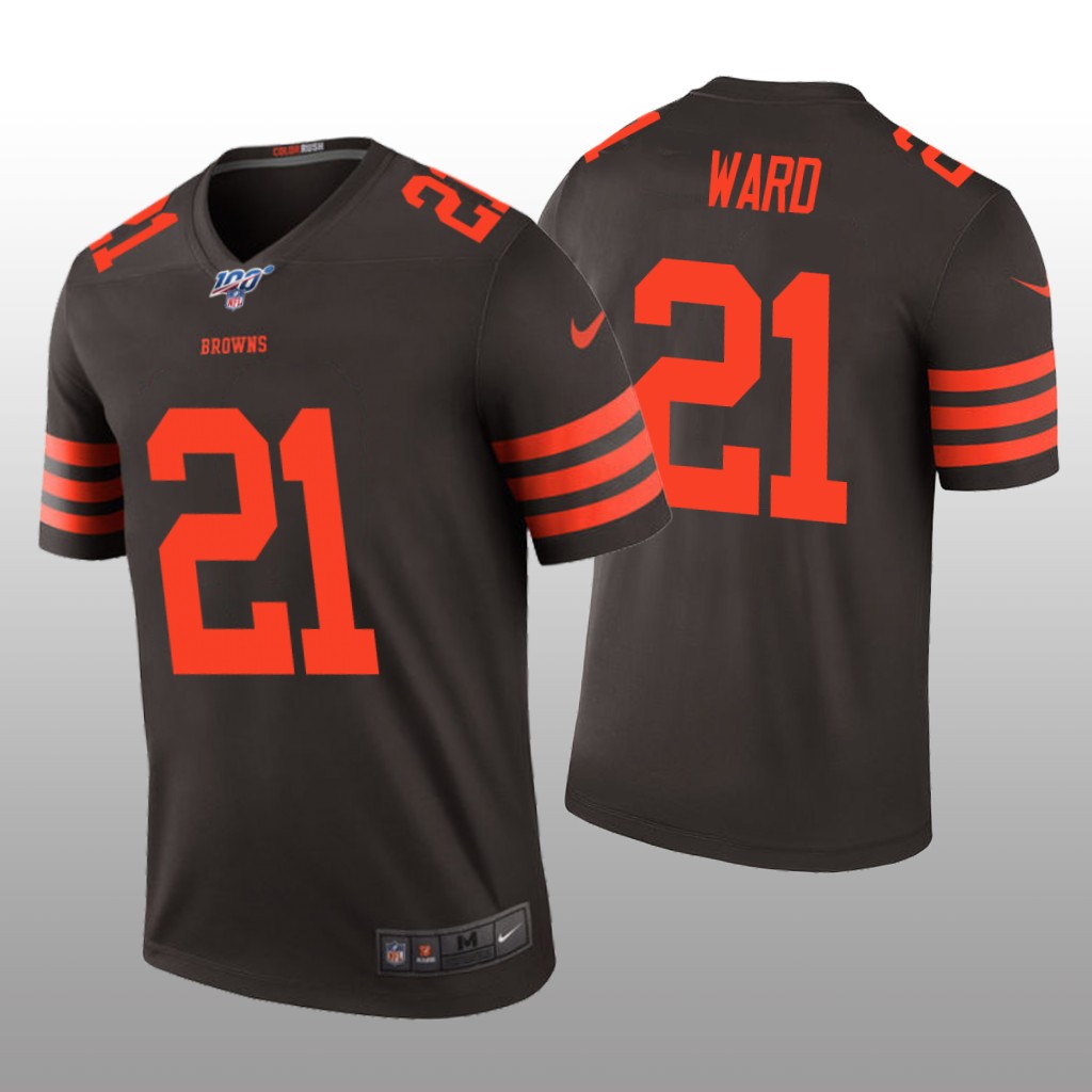 Cleveland Browns Denzel Ward Brown Color Rush Legend Jersey 100th Season - Men's