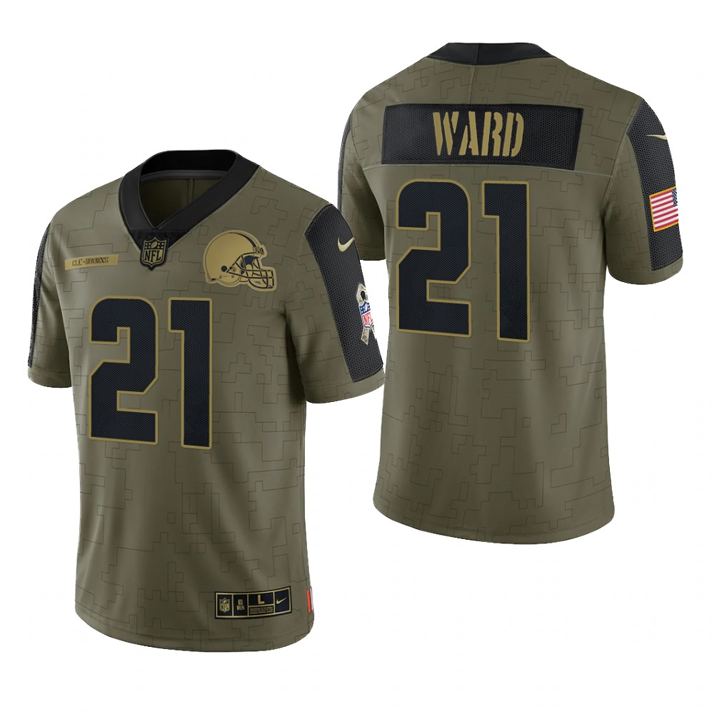 Cleveland Browns Denzel Ward Olive Limited Jersey 2021 Salute To Service - Men's