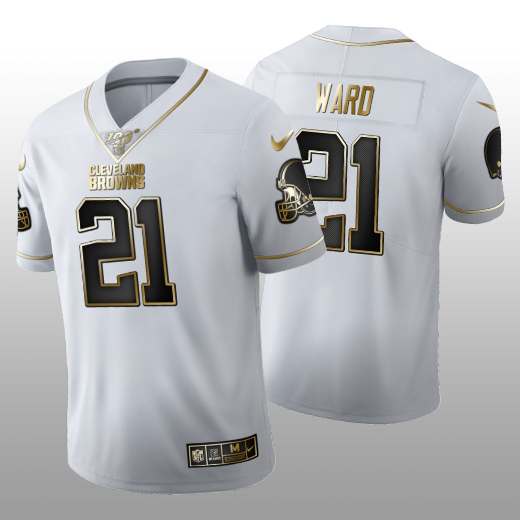 Cleveland Browns Denzel Ward White Golden Edition Jersey 100th Season Men's