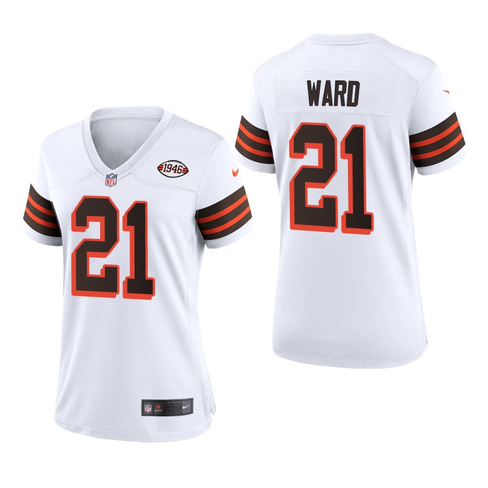 Cleveland Browns Denzel Ward White Jersey 1946 Collection - Women's