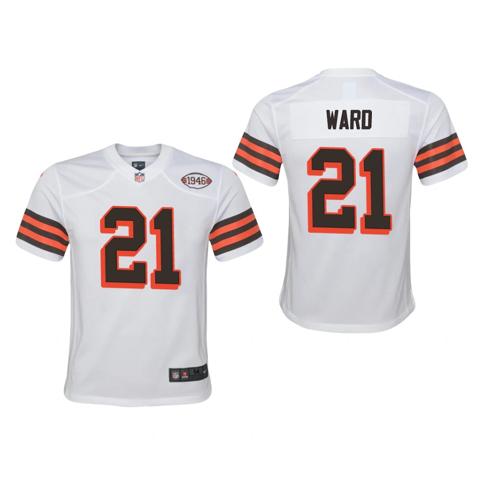 Cleveland Browns Denzel Ward White Jersey 1946 Collection - Youth