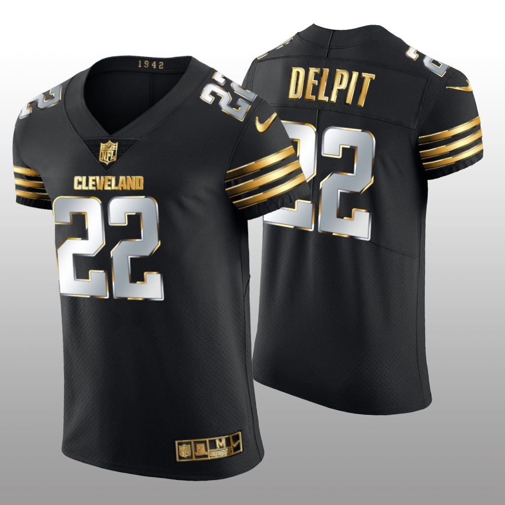 Cleveland Browns Grant Delpit Black Vapor Elite Jersey Golden Edition Men's