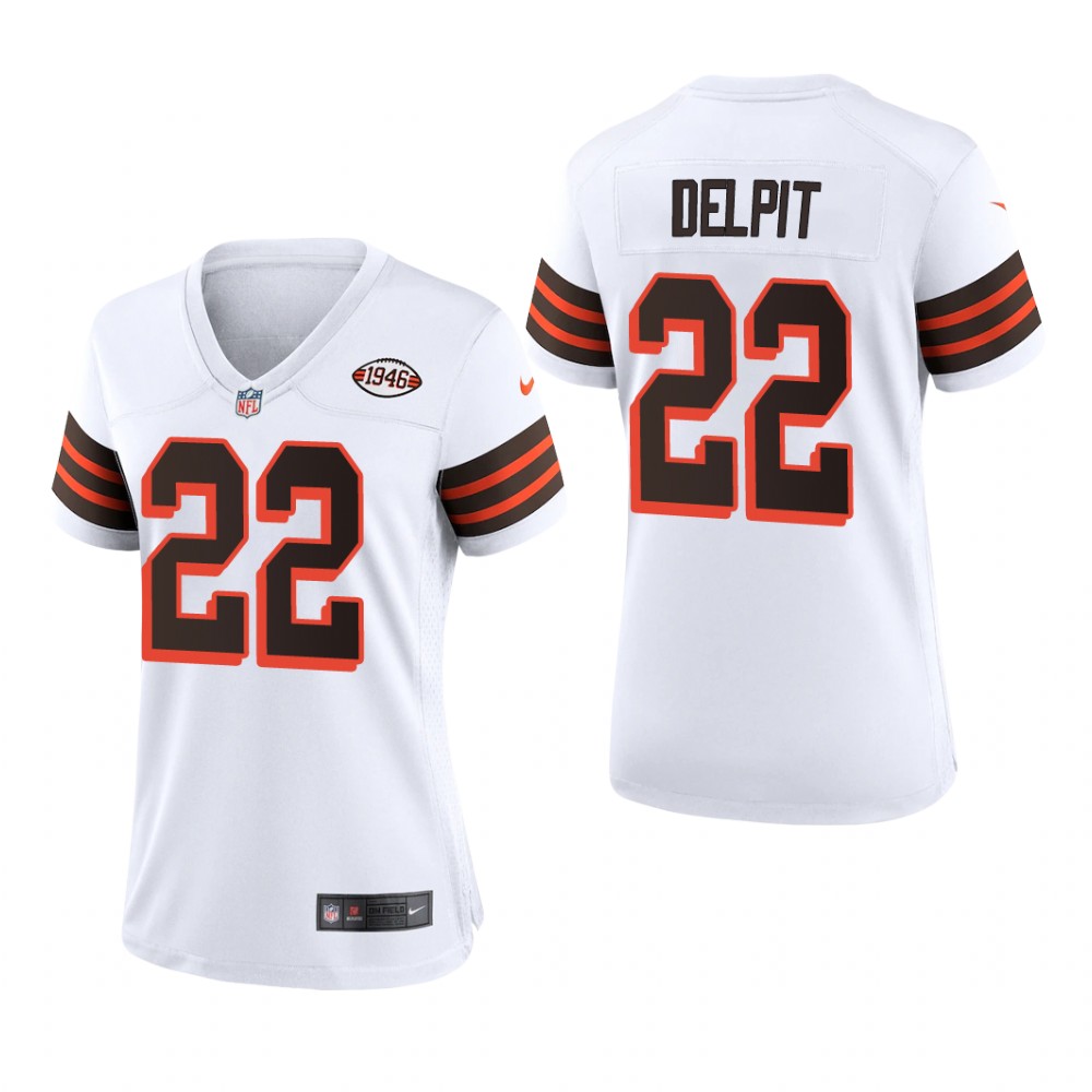 Cleveland Browns Grant Delpit White Jersey 1946 Collection - Women's