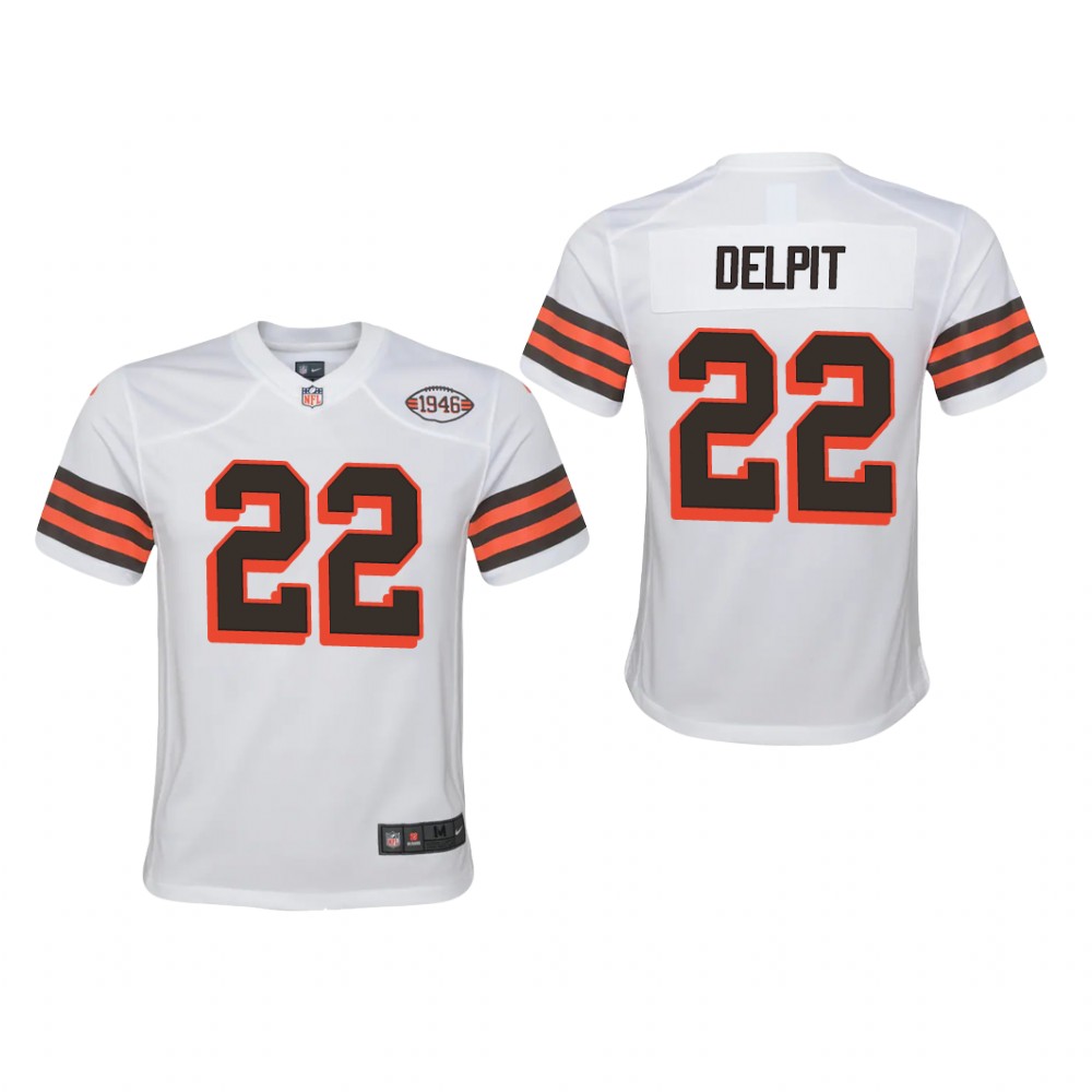 Cleveland Browns Grant Delpit White Jersey 1946 Collection - Youth