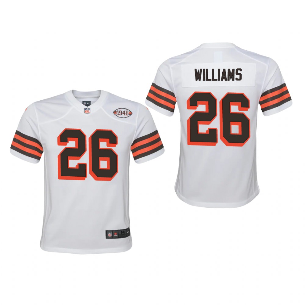 Cleveland Browns Greedy Williams White Jersey 1946 Collection - Youth