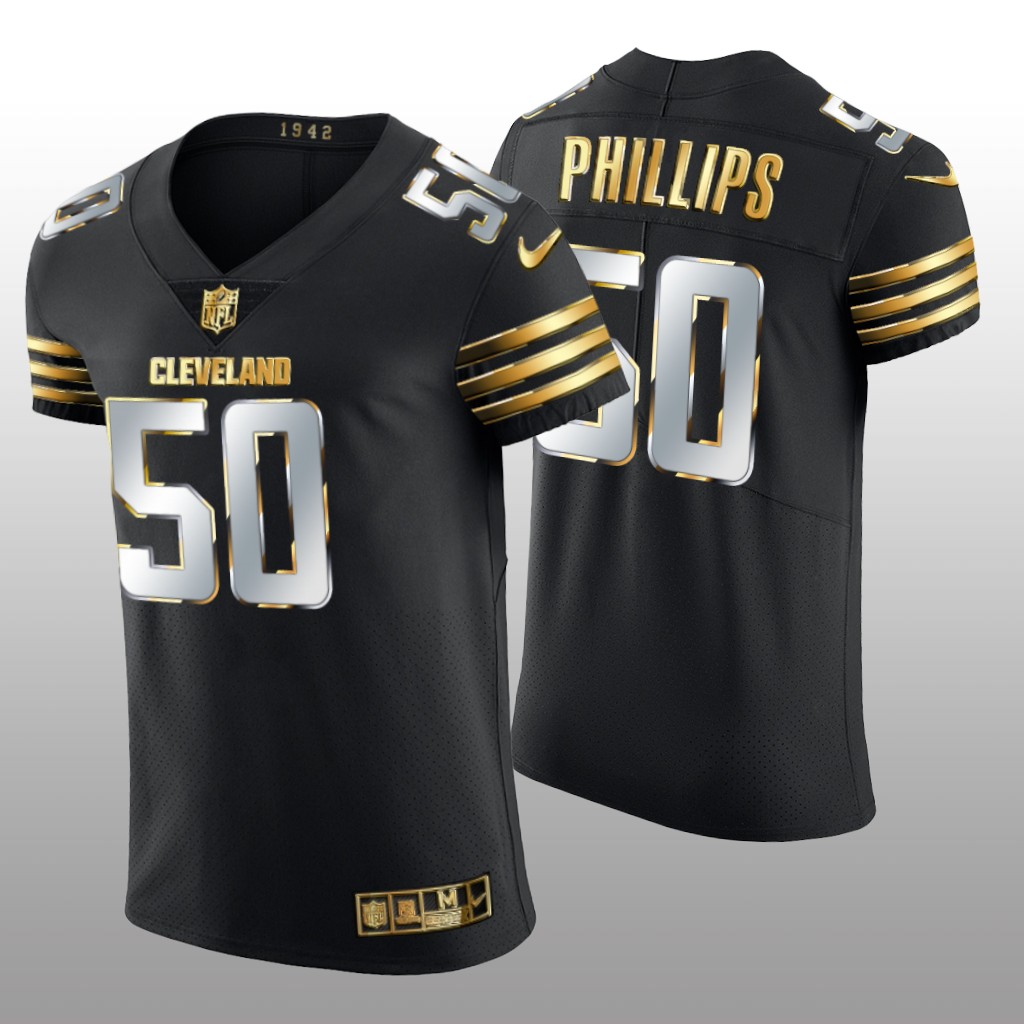 Cleveland Browns Jacob Phillips Black Vapor Elite Jersey Golden Edition Men's