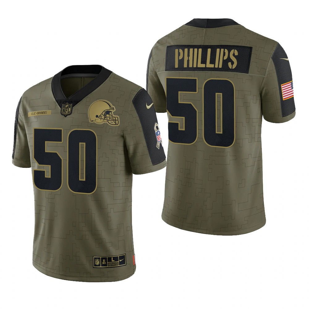 Cleveland Browns Jacob Phillips Olive Limited Jersey 2021 Salute To Service - Men's